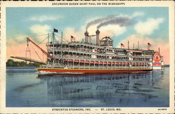 Excursion Queen Saint Paul on the Mississippi - Streckfus Steamers, Inc St. Louis, MO Postcard Postcard Postcard