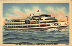 New and Ultra Modern Delaware River Excursion Vessel Postcard