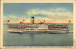 Steamer Tolchester, Baltimore's Largest Excursion Steamer Tolchester Beach, MD Postcard Postcard Postcard