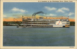 SS President on the Mississippi River Postcard