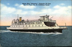 St. Petersburg - Bradenton Ferry "Manatee" Ferries Postcard Postcard Postcard