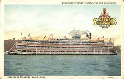 Excursion Steamer "Capitol" on the Mississippi - Streckfus Steamers Postcard