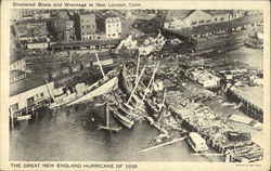 Shattered Boats and Wreckage New London, CT Postcard Postcard Postcard