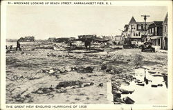 Wreckage Looking up Beach street Narragansett Pier, RI Postcard Postcard Postcard