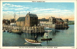 Old Stone Wharves, Bearskin Neck Postcard