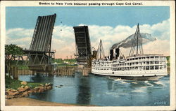 Steamer Passing Through Cape Cod Canal Postcard