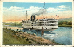 Boston to New York Steamer Passing Through Cape Cod Canal, Mass. Postcard