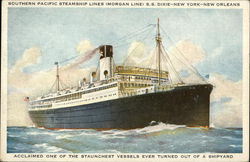 Souther Pacific Steamship Lines (Morgan Line) S.S. Dixie - New York - New Orleans Postcard