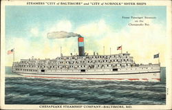 Chesapeake Steamship Company - "City of Norfolk" Steamers Postcard Postcard Postcard