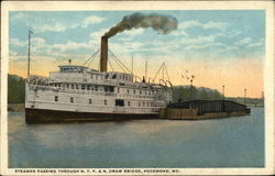 Steamer Passing Through N.Y.P. & N. Draw Bridge Pocomoke, MD Postcard Postcard Postcard