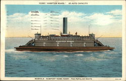 Ferry Hampton Roads Boats, Ships Postcard Postcard Postcard