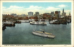 Harbor showing Excursion Boats Postcard