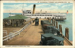 Steamer Landing at Municipal Pier - The Sunshine City Postcard