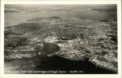 Aerial View of Canal from Lake Washington to Puget Sound Postcard