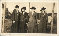 Four Women By Fence Postcard Postcard Postcard