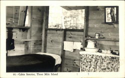 Cabin Interior, Three Mile Island Postcard