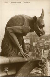 Gargoyle at Notre-Dame Paris, France Postcard Postcard Postcard