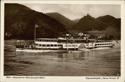 Large Steamer in front of Mountains Postcard