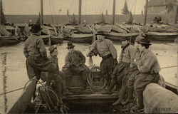 Fishermen on Boat Marken, Netherlands Benelux Countries Postcard Postcard Postcard