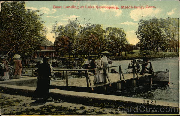 Boat Landing at Lake Quassapaug Middlebury, CT Postcard