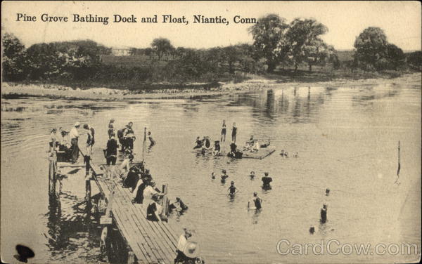 Pine Grove Bathing Dock and Float Niantic, CT Postcard