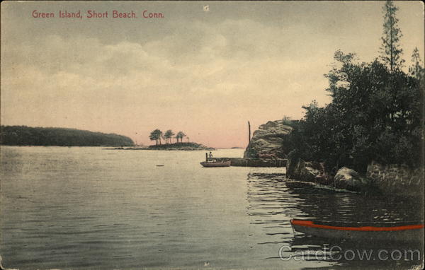 Water View of Green Island Short Beach, CT Postcard