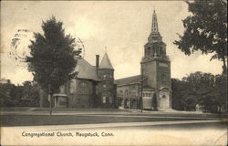 Street View of Congregational Church Naugatuck, CT Postcard Postcard Postcard