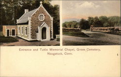 Grove Cemetery - Entrance and Tuttle Memorial Chapel Postcard