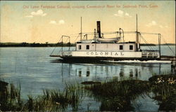 Old Lyme Ferryboat Colonial, crossing Connecticut River Postcard