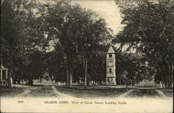 View of Clock Tower, Looking South Sharon, CT Postcard Postcard Postcard