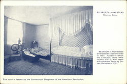 Bedroom in Ellsworth Homestead Postcard