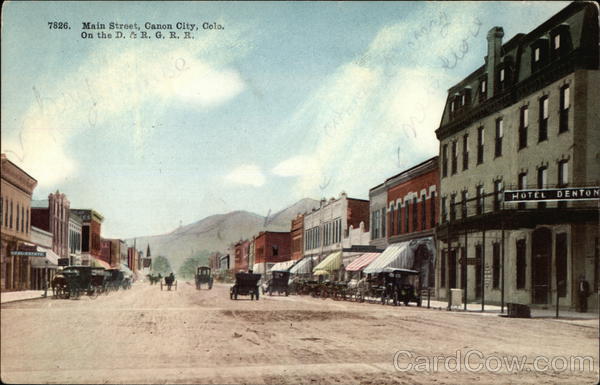 Main Street View, on the D & RG RR Cañon City, CO Postcard