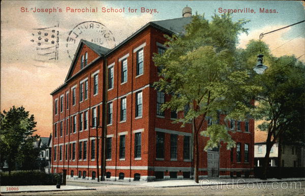 St Joseph's Parochial School for Boys Somerville, MA Postcard