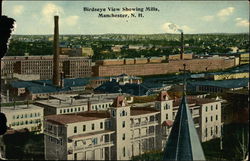 Bird's Eye View Showing Mills Manchester, NH Postcard Postcard Postcard