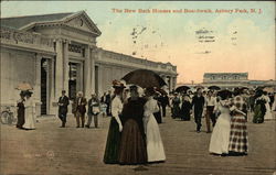 New Bath Houses and Boardwalk Postcard