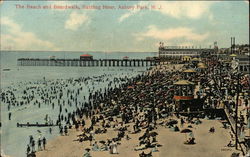 The Beach and Boardwalk, Bathing Hour Asbury Park, NJ Postcard Postcard Postcard