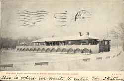 Boat House and Pavilion in Winter, Garfield Park Chicago, IL Postcard Postcard Postcard