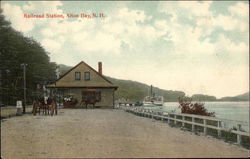 Railroad Station and Water View Alton Bay, NH Postcard Postcard Postcard