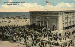 Municipal Baths and Beach, Coney Island New York, NY Postcard Postcard Postcard