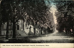 Oak Street and Methodist Episcopal Church Postcard