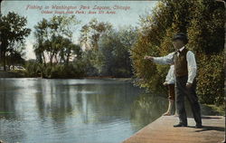 Fishing in Washington Park Lagoon Postcard