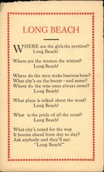 Long Beach Poem California Postcard Postcard Postcard