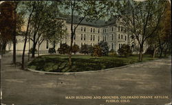 Main Building and Grounds, Colorado Insane Asylum Pueblo, CO Postcard Postcard Postcard