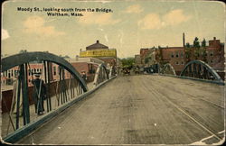 Moody Street, looking south from the Bridge Waltham, MA Postcard Postcard Postcard