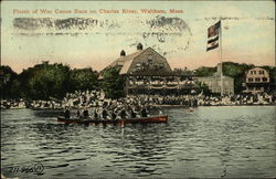 Finish of War Canoe Race on Charles River Postcard