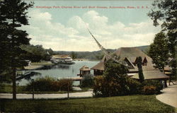 Norumbega Park, Charles River and Boat Houses Auburndale, MA Postcard Postcard Postcard