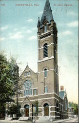 Street View of St Ann's Church Somerville, MA Postcard Postcard Postcard