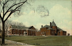 Public Library and City Hall Somerville, MA Postcard Postcard Postcard