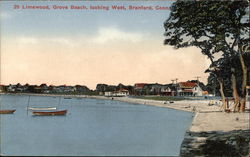 Limewood, Grove Beach, looking West Branford, CT Postcard Postcard Postcard