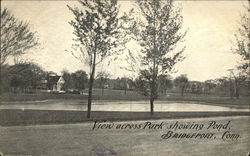 View across Park showing Pond Bridgeport, CT Postcard Postcard Postcard